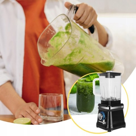 Mocny Blender 1600W Heckermann Premium Szklany 1,6L Do Smoothie I Koktajli