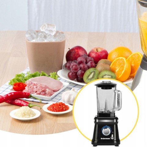 Mocny Blender 1600W Heckermann Premium Szklany 1,6L Do Smoothie I Koktajli