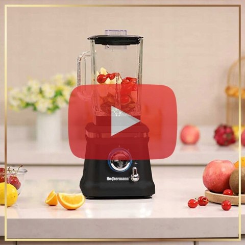 Mocny Blender 1600W Heckermann Premium Szklany 1,6L Do Smoothie I Koktajli