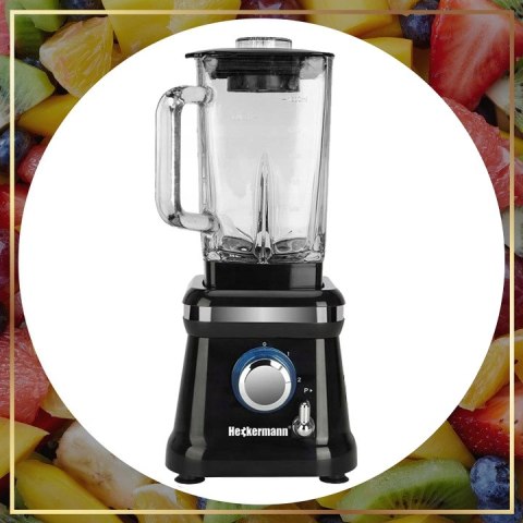 Mocny Blender 1600W Heckermann Premium Szklany 1,6L Do Smoothie I Koktajli