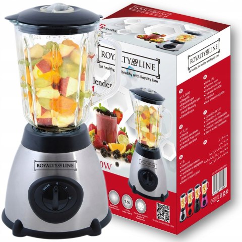 Blender Kielichowy 800W Royalty Line 1,5L Szklany Dżbanek, Młynek Do Kawy