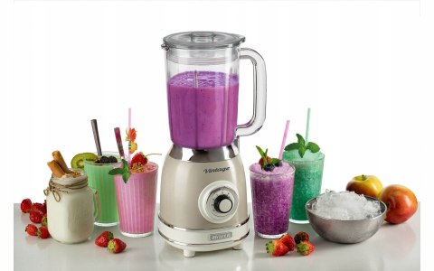 Blender Kielichowy Ariete Vintage 1000W Szklany Kubek 4 Prędkości Mixer