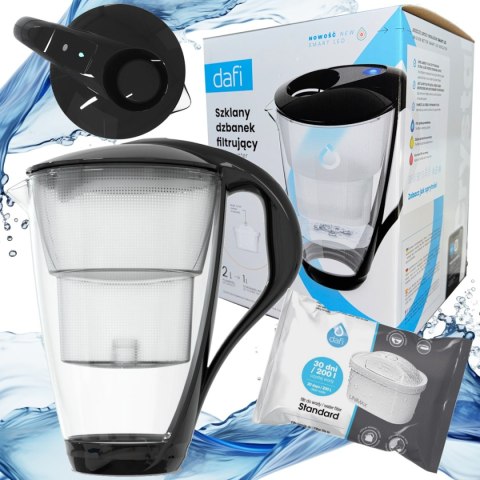Czarny Szklany Dzbanek Dafi Crystal 2L Z Filtrem Unimax Led Filtracja Wody