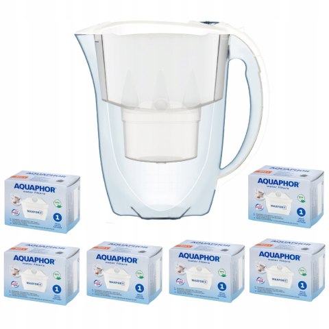 Dzbanek Filtrujący Aquaphor 2,8L + 6 Wkładów Maxfor Z Licznikiem Biały