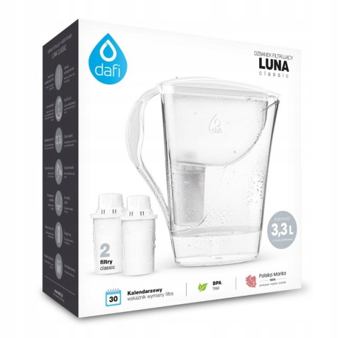 Dzbanek Filtrujący Dafi Luna 3,3L Biały 2X Classic, Indykator Manualny