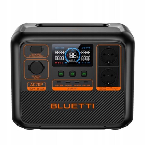 Przenośna Stacja Zasilania Bluetti Ac70p 864Wh 1000W/2000W Boost Do Podróży