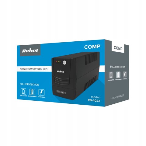 Zasilacz Awaryjny Ups Rebel 1000 Nanopower 1000Va/600W 230V 12V9ah, Szybki