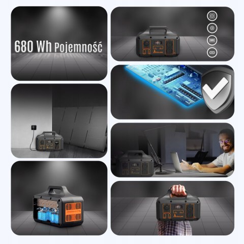 Przenośna Stacja Zasilania 510,6Wh 800W 2X Ac, Usb Pd 100W + Radio Awaryjne
