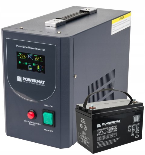 Zasilacz Awaryjny Powermat Pm-Ups-500Mp 500Va/400W Lcd Czysta Sinusoida