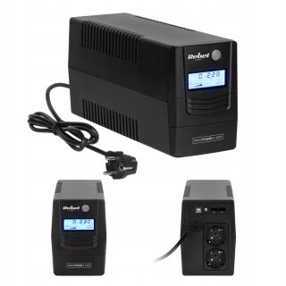 Zasilacz Awaryjny Ups Rebel 1000Va 600W Lcd Usb Rj45 - Ochrona Pc I Danych